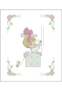 Cst129 - Baby girl in box birth announcement
